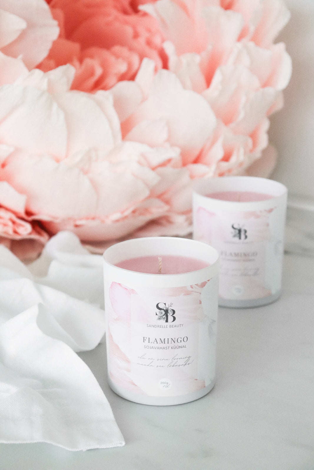 Sõnumiga küünal "Flamingo"