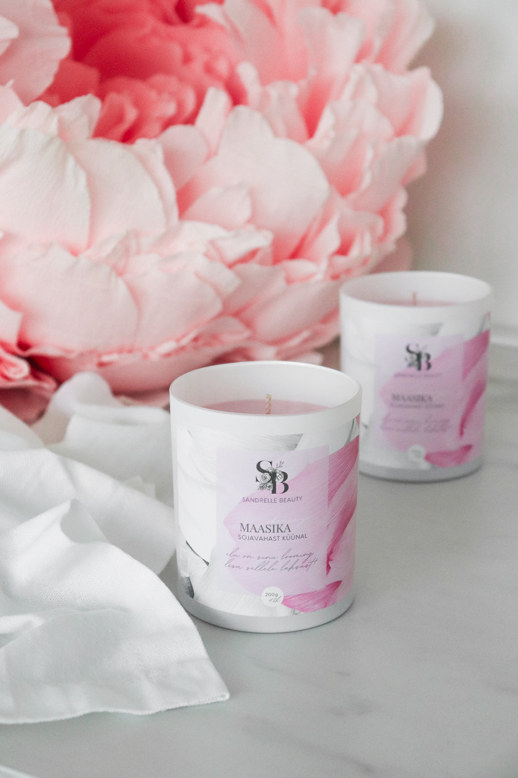 Sõnumiga küünal "Maasika-shampanja"