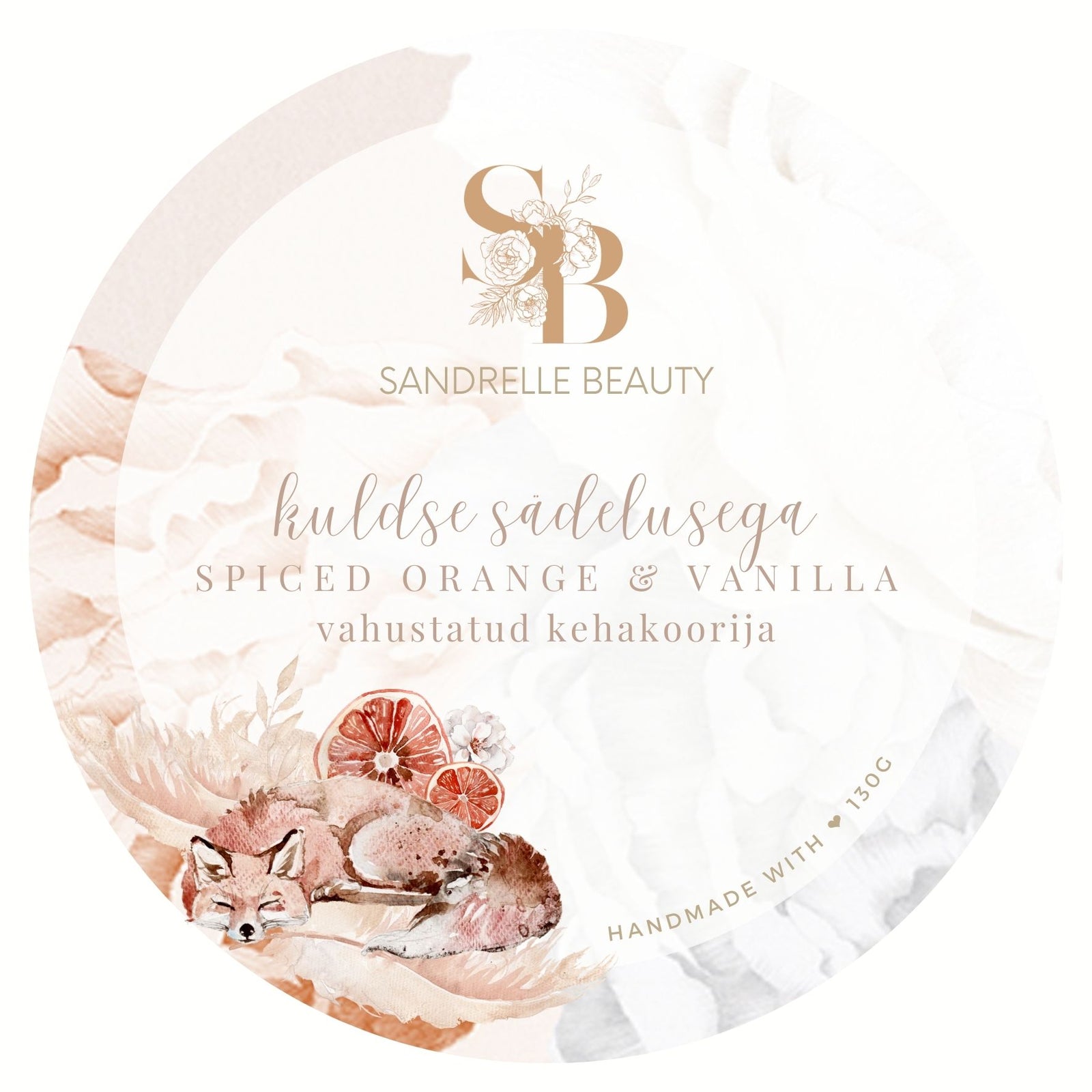 Kuldse sädelusega vahustatud koorija "Spiced orange & vanilla"