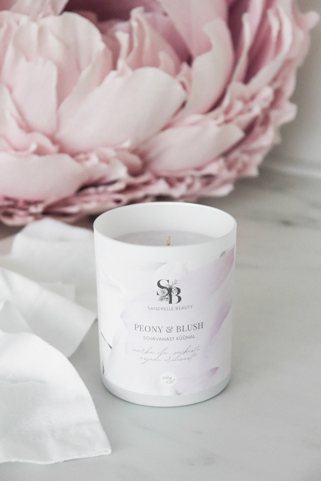 Sõnumiga küünal "Peony & Blush"